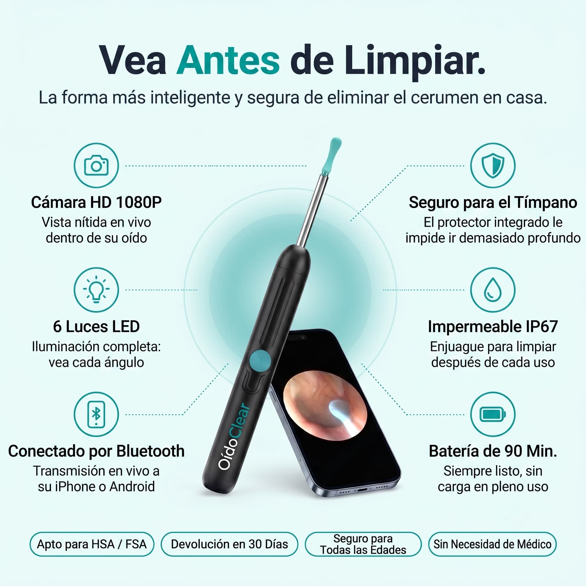 VisiónClean – Limpiador de Oídos con Cámara HD