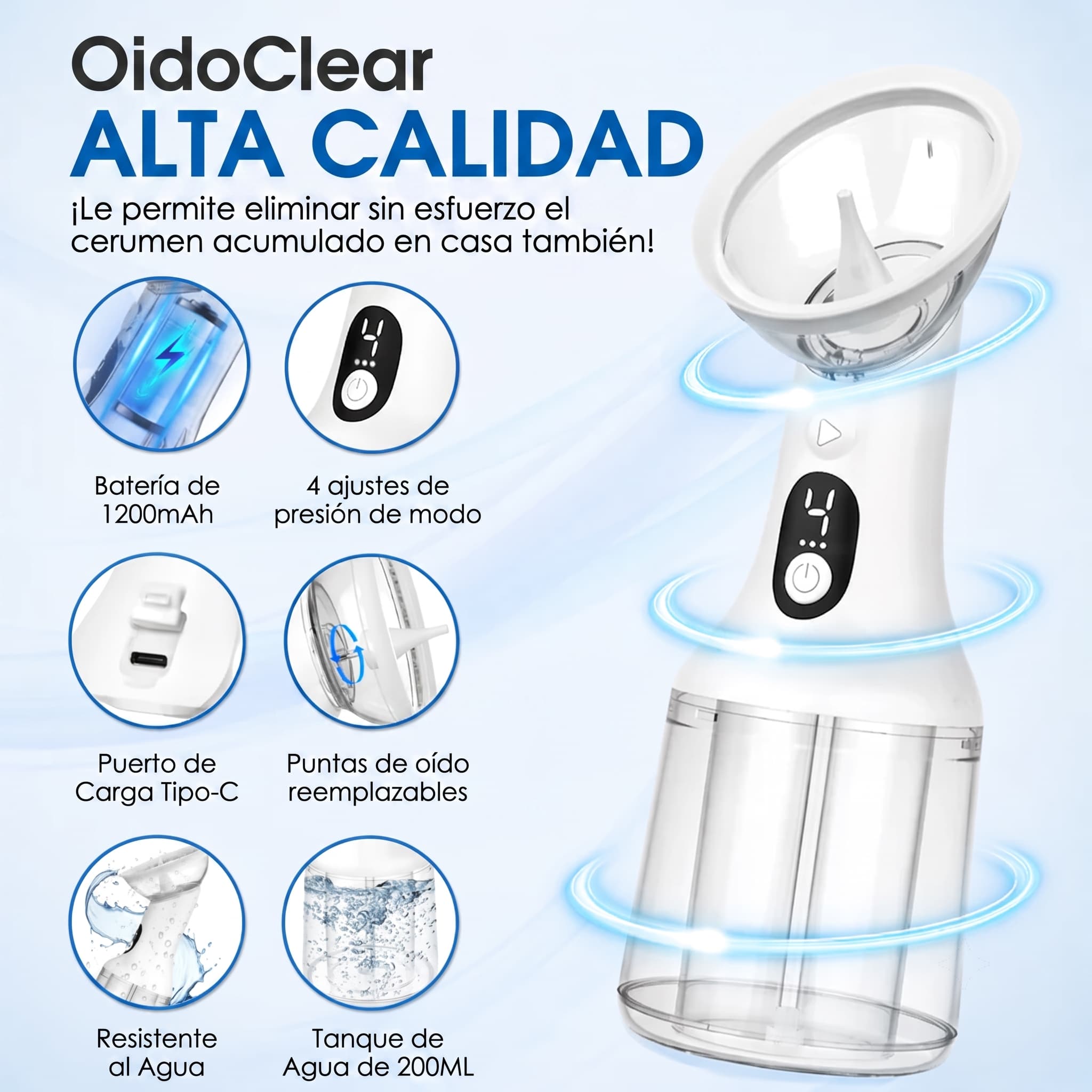 HydroClean - Limpiador de Oídos Eléctrico con Agua